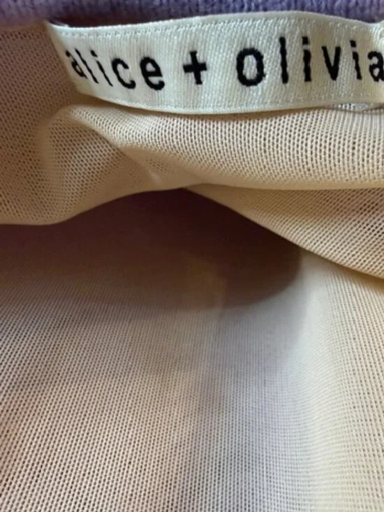 Alice + Olivia Jone lavender midi crochet halter dress, size XL, like new - Picture 5 of 7